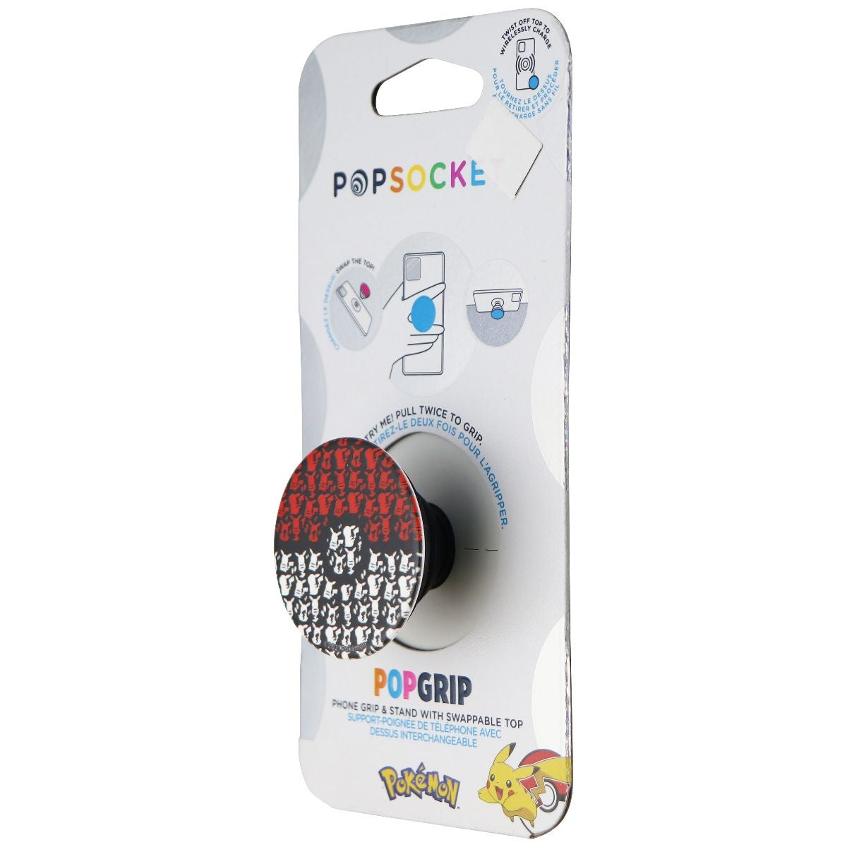 PopSockets: PopGrip w/ Swappable Top - Pokemon - Pikachu Poke Ball Cell Phone - Mounts & Holders PopSockets - Simple Cell Bulk Wholesale Pricing - USA Seller