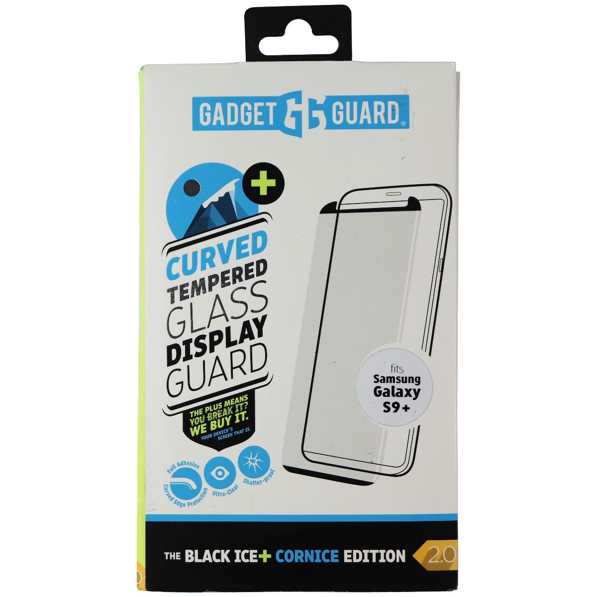 Gadget Guard Black Ice+ Cornice Curved Screen Protector for Samsung Galaxy (S9+) Cell Phone - Screen Protectors Gadget Guard - Simple Cell Bulk Wholesale Pricing - USA Seller