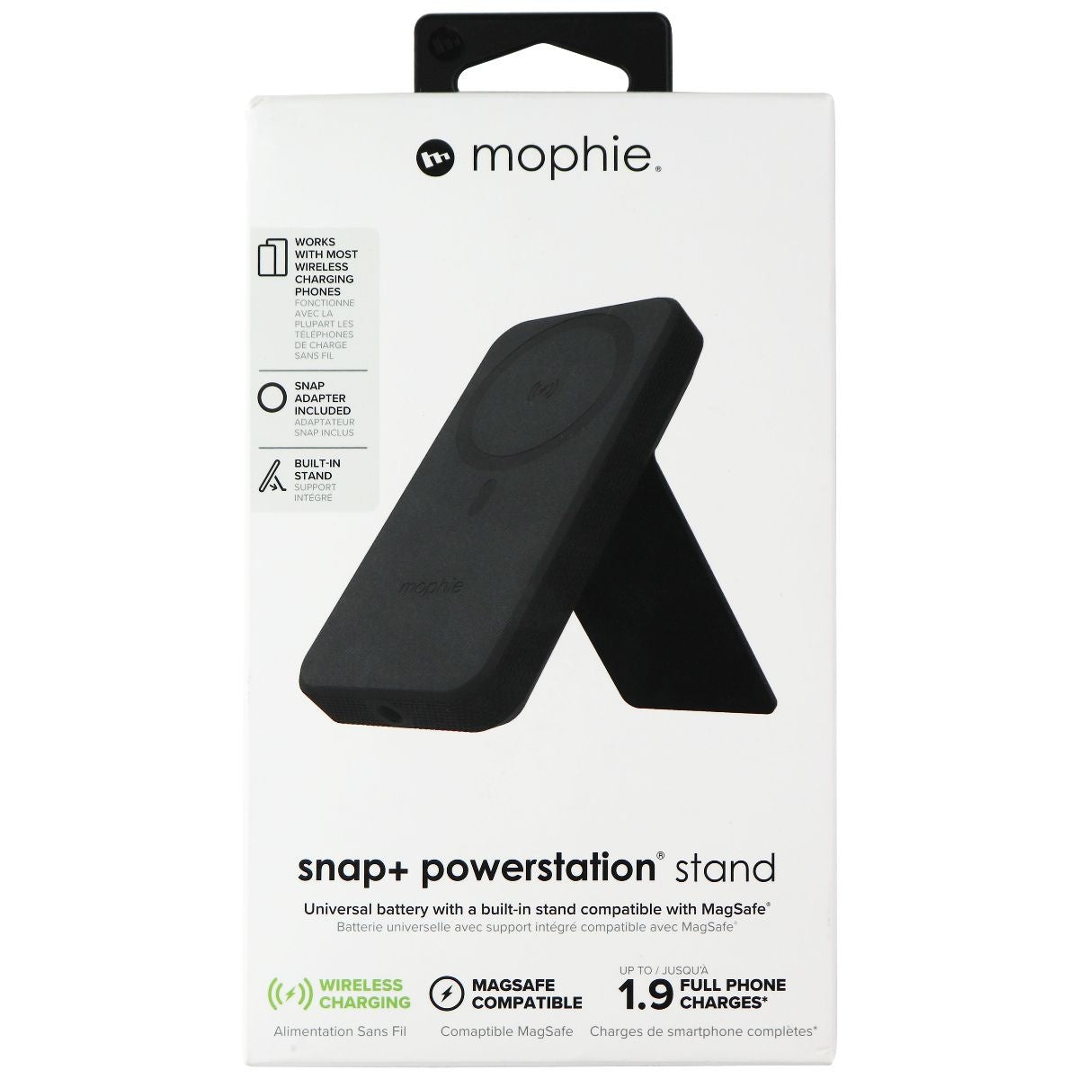 mophie Snap+ Series Wireless Battery Stand with MagSafe (10,000 mAh) - Black Cell Phone - Chargers & Cradles Mophie - Simple Cell Bulk Wholesale Pricing - USA Seller