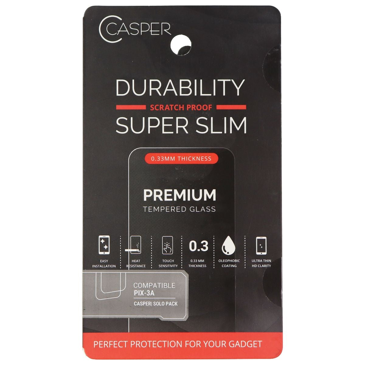 Casper Premium 0.33mm Tempered Glass for Google Pixel 3A - Clear Cell Phone - Screen Protectors Casper - Simple Cell Bulk Wholesale Pricing - USA Seller