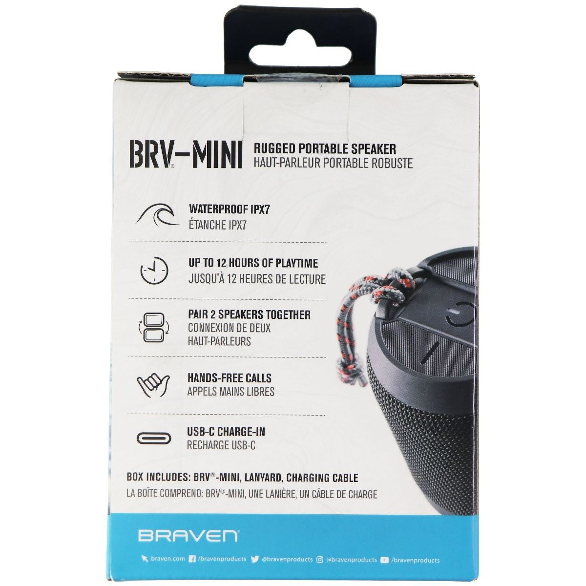 Braven MINI Rugged Portable Speaker - Black (BRA604203553) Cell Phone - Audio Docks & Speakers Braven    - Simple Cell Bulk Wholesale Pricing - USA Seller