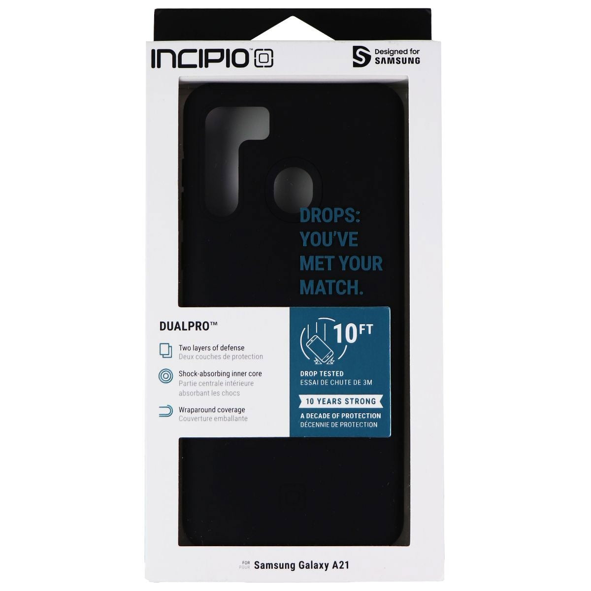 Incipio DualPro Series Dual Layer Case for Samsung Galaxy A21 - Matte Black Cell Phone - Cases, Covers & Skins Incipio    - Simple Cell Bulk Wholesale Pricing - USA Seller