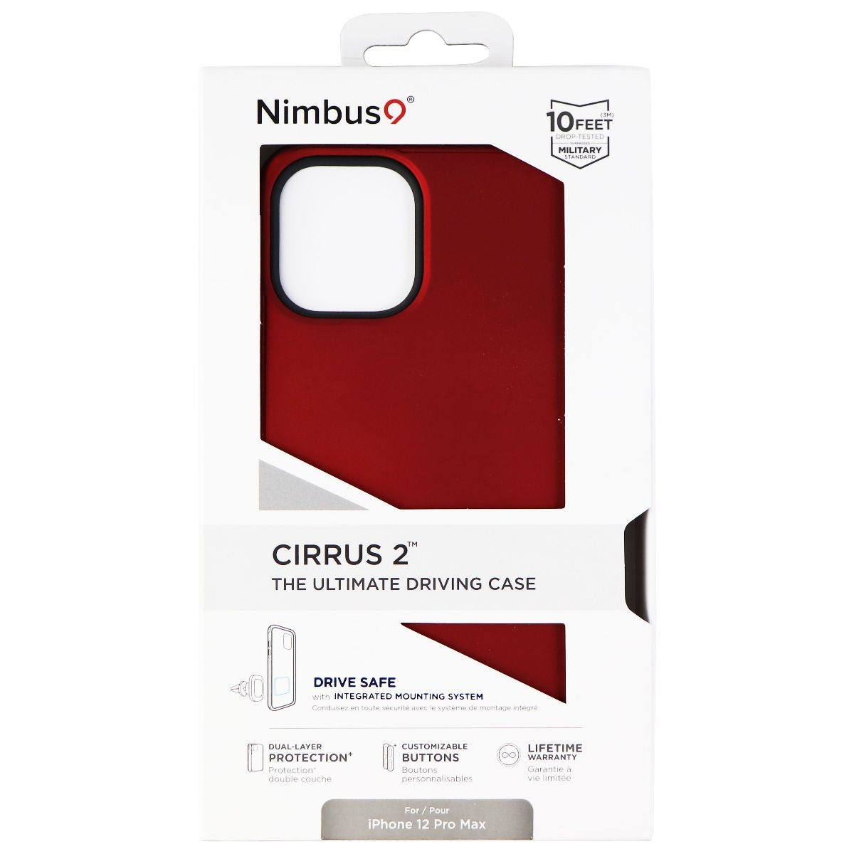 Nimbus9 Cirrus 2 Series Case for Apple iPhone 12 Pro Max - Crimson Red/Black Cell Phone - Cases, Covers & Skins Nimbus9    - Simple Cell Bulk Wholesale Pricing - USA Seller