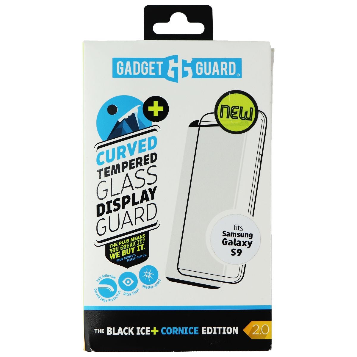 Gadget Guard Black Ice+ Cornice Curved Screen Protector for Samsung Galaxy S9 Cell Phone - Screen Protectors Gadget Guard    - Simple Cell Bulk Wholesale Pricing - USA Seller