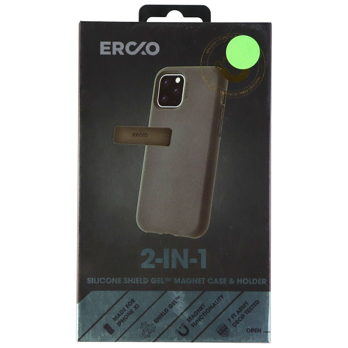 Ercko 2-in-1 Silicone Shield Gel Magnet Case & Holder for iPhone 11 Pro - Black Cell Phone - Cases, Covers & Skins Ercko - Simple Cell Bulk Wholesale Pricing - USA Seller