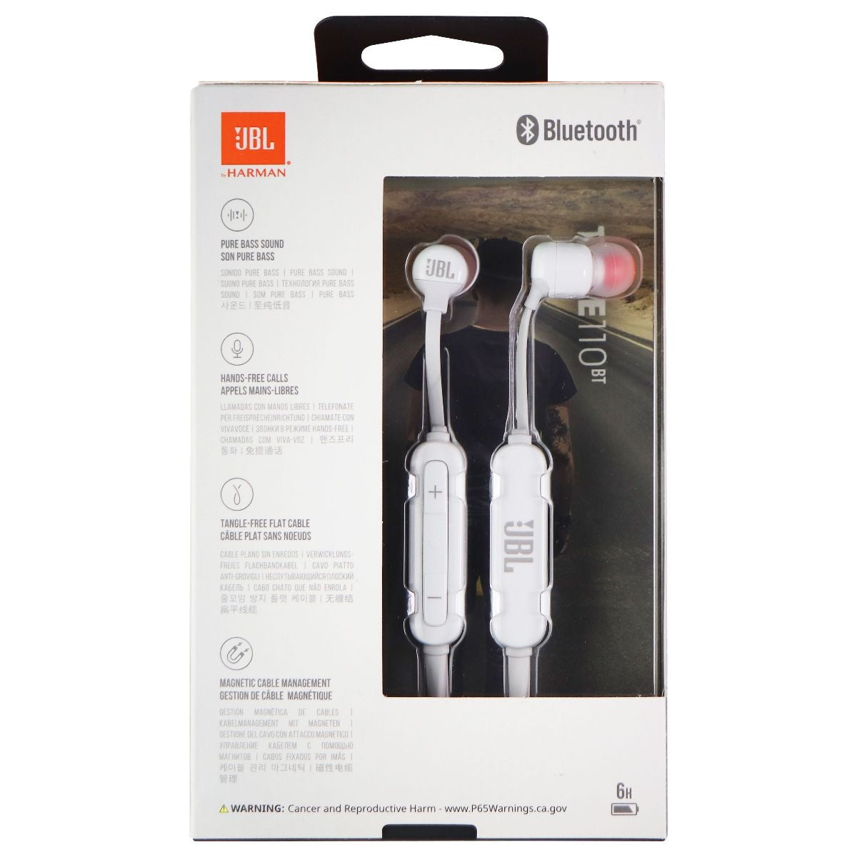 JBL TUNE 110BT - In-Ear Wireless Bluetooth Headphones - White (JBLT110BTWHTAM) Portable Audio - Headphones JBL - Simple Cell Bulk Wholesale Pricing - USA Seller