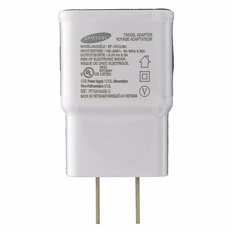 Samsung (EP-TA12JWE) 5V 2A Wall Adapter for USB Devices - White Cell Phone - Cables & Adapters Samsung - Simple Cell Bulk Wholesale Pricing - USA Seller
