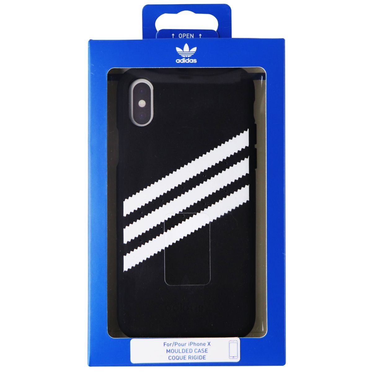 Adidas 3-Stripes Moulded Hard Case for iPhone XS / X - Black W/ White Stripes Cell Phone - Cases, Covers & Skins Adidas    - Simple Cell Bulk Wholesale Pricing - USA Seller