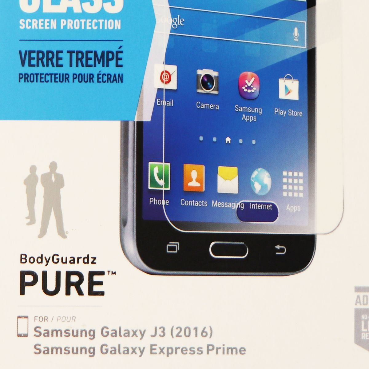 BodyGuardz Pure Series Tempered Glass Screen for Galaxy J3 (2016) - Clear Cell Phone - Screen Protectors BODYGUARDZ - Simple Cell Bulk Wholesale Pricing - USA Seller
