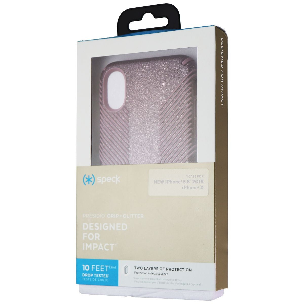 Speck Presidio Grip+Glitter Case for iPhone Xs/X - Purple/Gold Glitter/Pink Cell Phone - Cases, Covers & Skins Speck - Simple Cell Bulk Wholesale Pricing - USA Seller