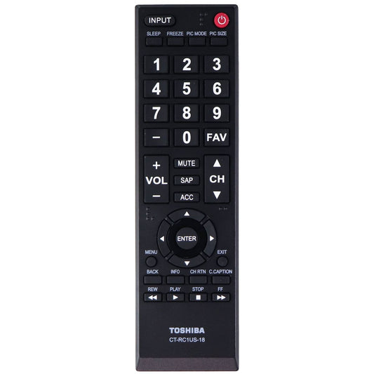 Toshiba Remote Control (CT-RC1US-18) for Select Toshiba TVs - Black TV, Video & Audio Accessories - Remote Controls Toshiba    - Simple Cell Bulk Wholesale Pricing - USA Seller