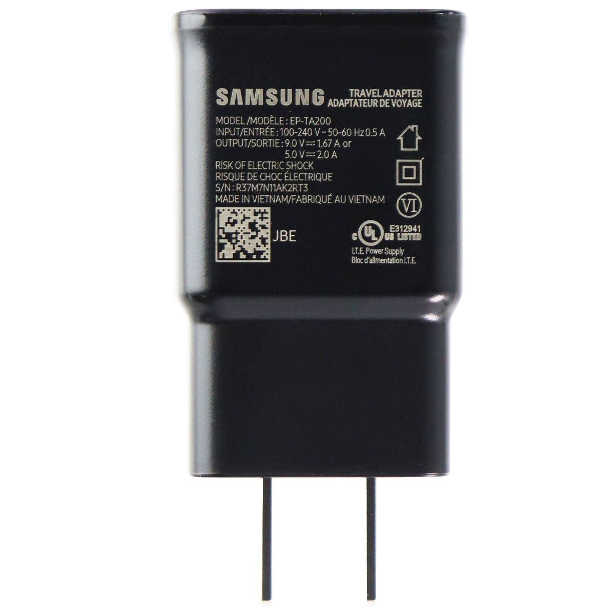 Samsung OEM Adaptive Fast Charge Single USB Wall Adapter - Black (EP-TA200) Cell Phone - Chargers & Cradles Samsung - Simple Cell Bulk Wholesale Pricing - USA Seller