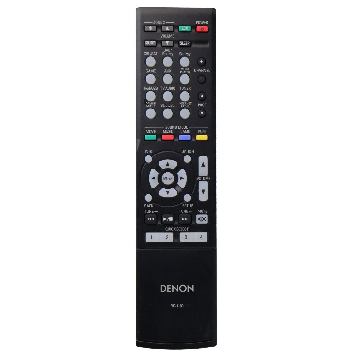 Denon Remote Control (RC-1189) for Select Denon AV Systems - Black TV, Video & Audio Accessories - Remote Controls Denon    - Simple Cell Bulk Wholesale Pricing - USA Seller