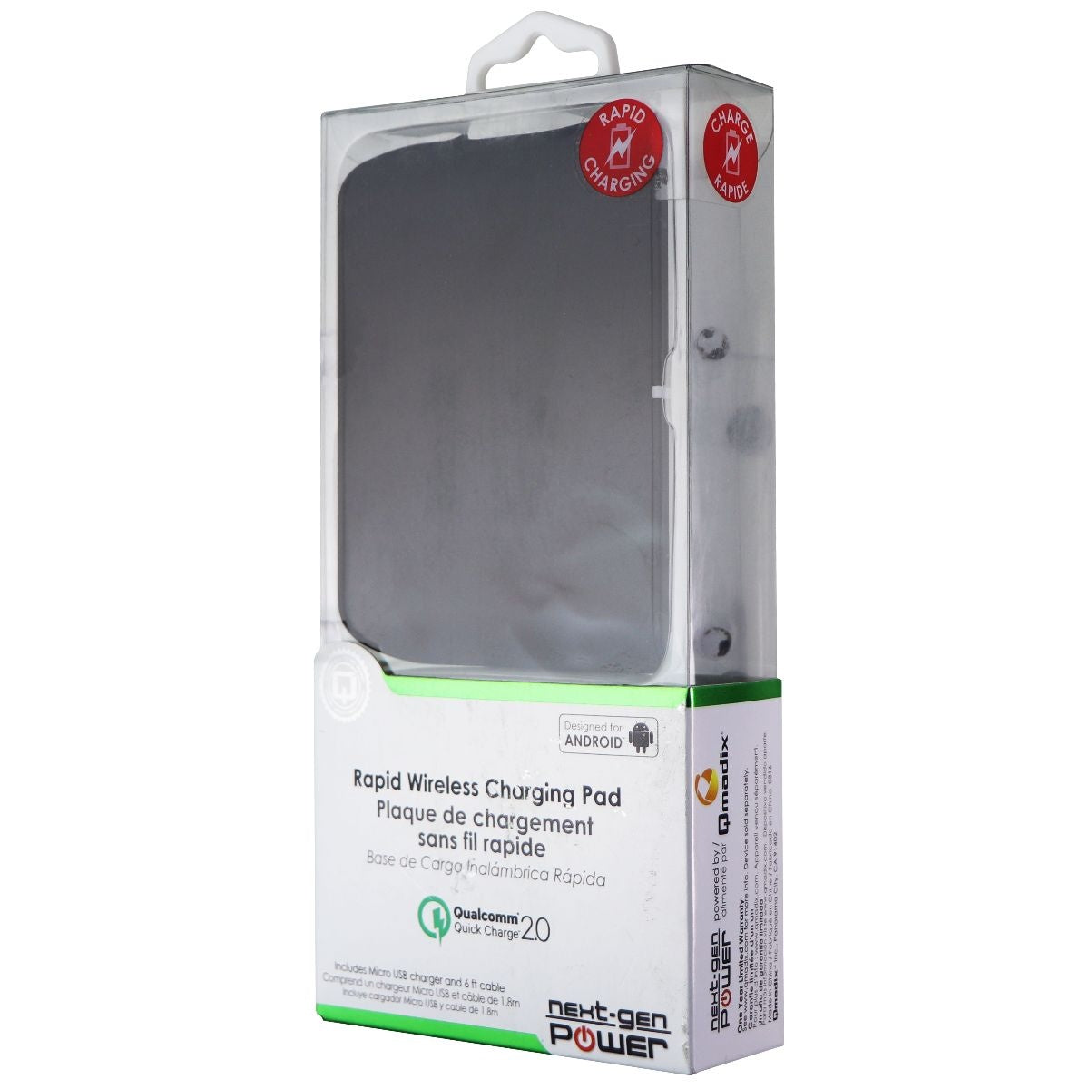 Qmadix Rapid Wireless Qi Charging Pad with Qualcomm Quick Charge 2.0 - Black