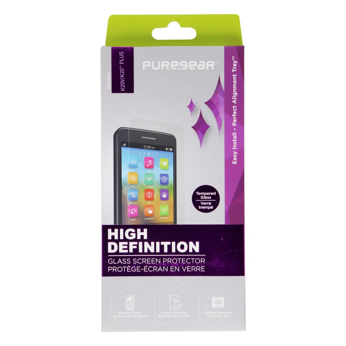 PureGear High Definition Glass Screen Protector for LG K20V / K20 Plus - Clear Cell Phone - Screen Protectors PureGear - Simple Cell Bulk Wholesale Pricing - USA Seller