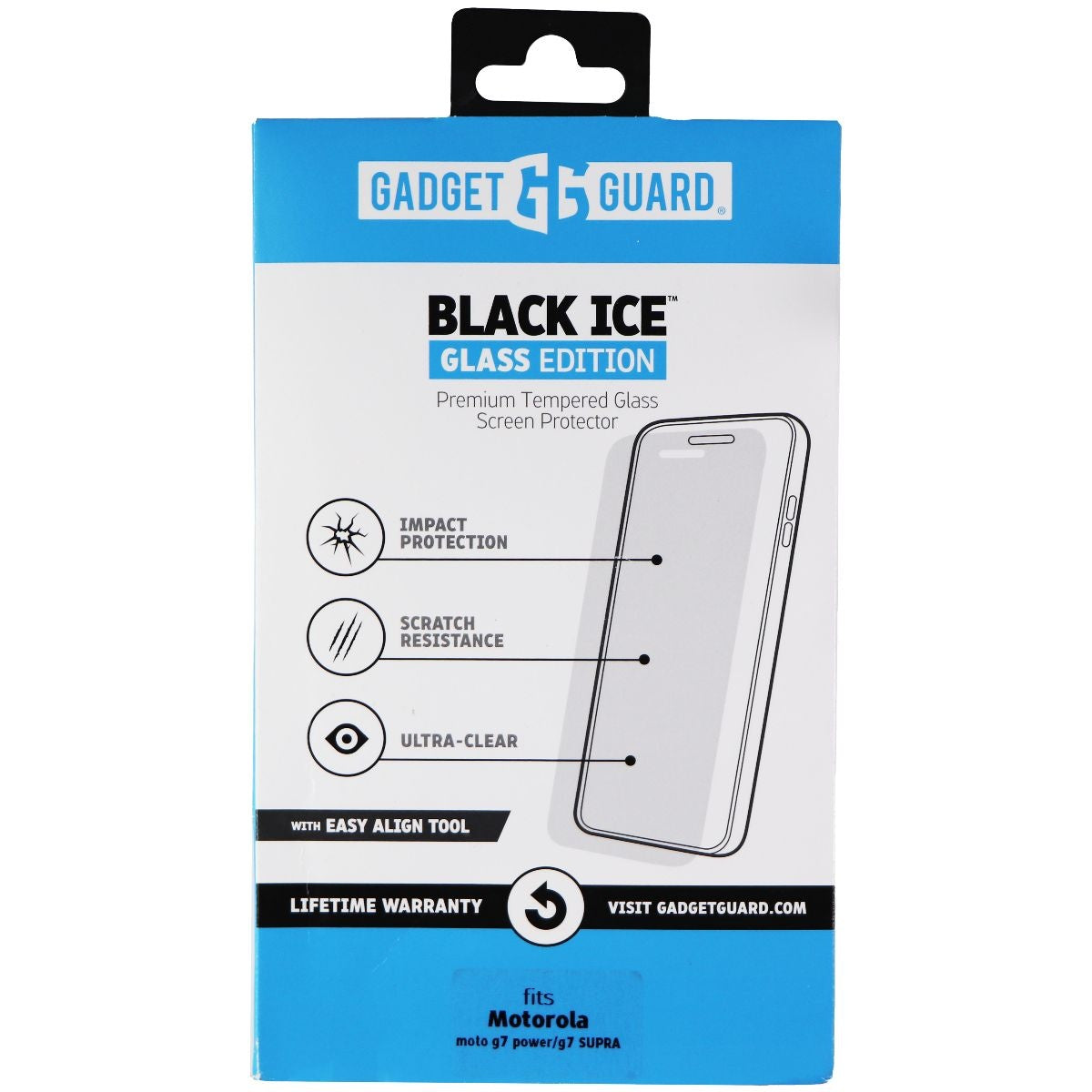 Gadget Guard (Black Ice) Glass Edition for Moto G7 Power / G7 Supra - Clear Cell Phone - Screen Protectors Gadget Guard - Simple Cell Bulk Wholesale Pricing - USA Seller