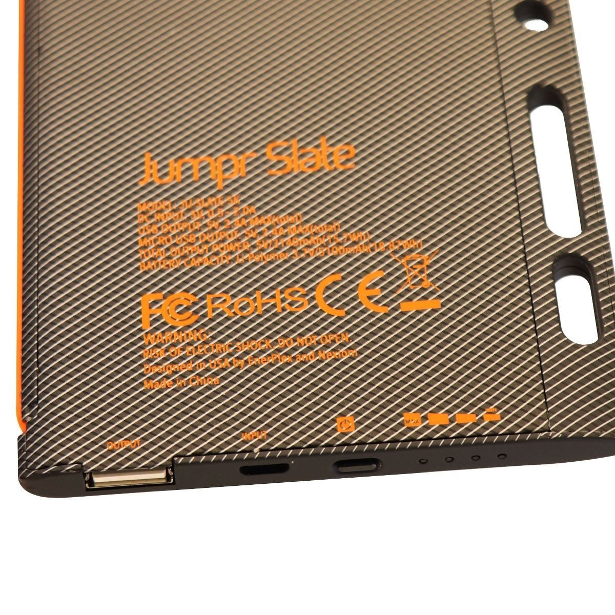 EnerPlex Jumpr Slate 2.4A 5100mAh Power Bank with Micro-USB Cable and USB Port