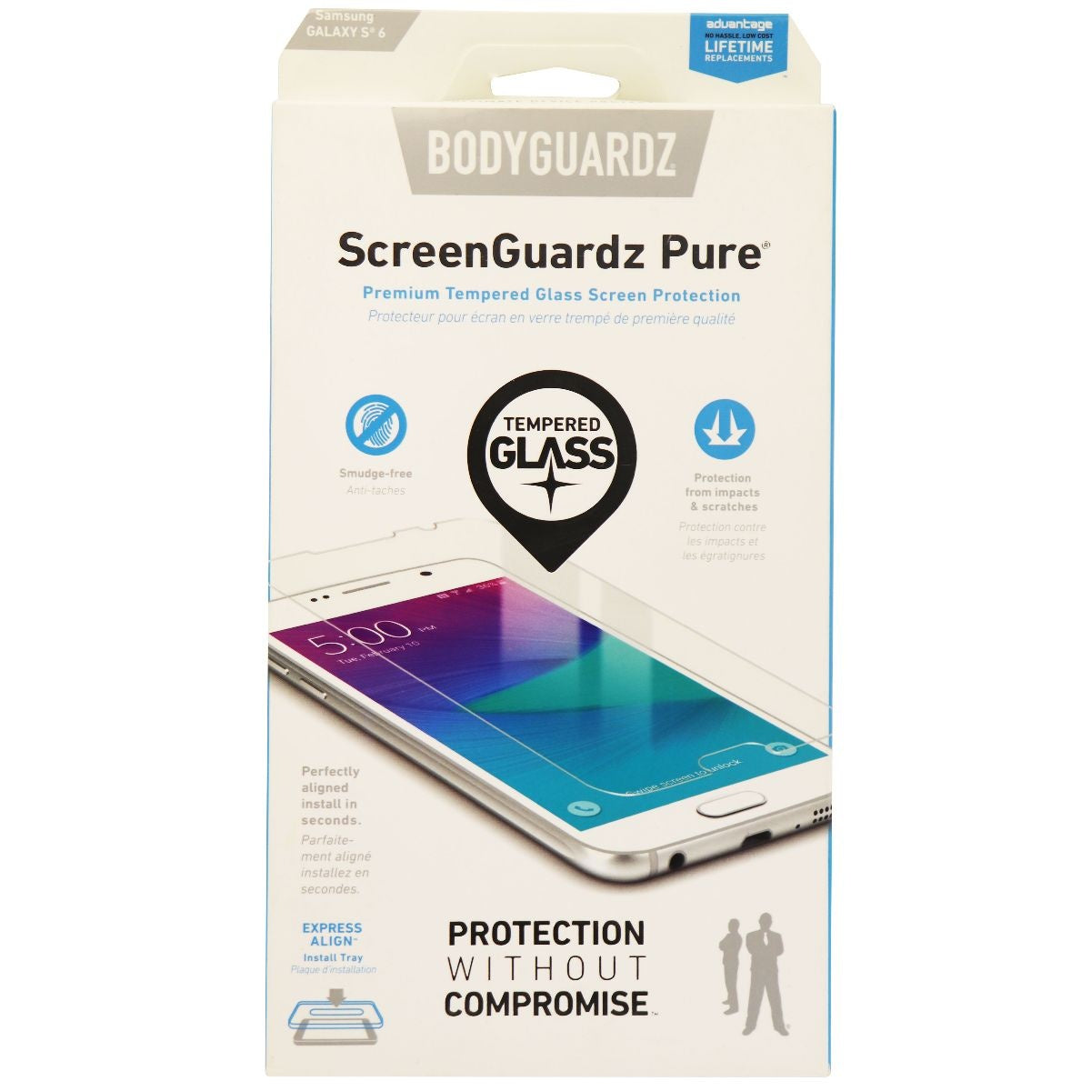 BodyGuardz ScreenGuardz Pure Series Tempered Glass for Galaxy S6 - Clear Cell Phone - Screen Protectors BODYGUARDZ    - Simple Cell Bulk Wholesale Pricing - USA Seller