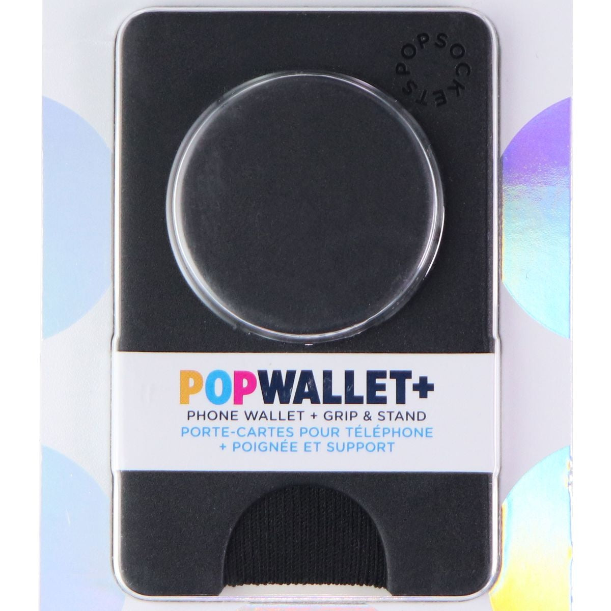 PopSockets PopWallet+ with Integrated Swappable PopTop - Black (PS-801937) Cell Phone - Mounts & Holders PopSockets    - Simple Cell Bulk Wholesale Pricing - USA Seller