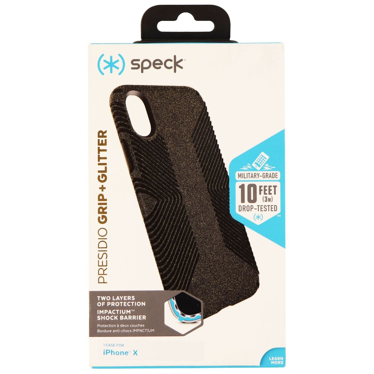 Speck Presidio Grip Glitter Series Case for Apple iPhone Xs/X - Black/Glitter Cell Phone - Cases, Covers & Skins Speck - Simple Cell Bulk Wholesale Pricing - USA Seller