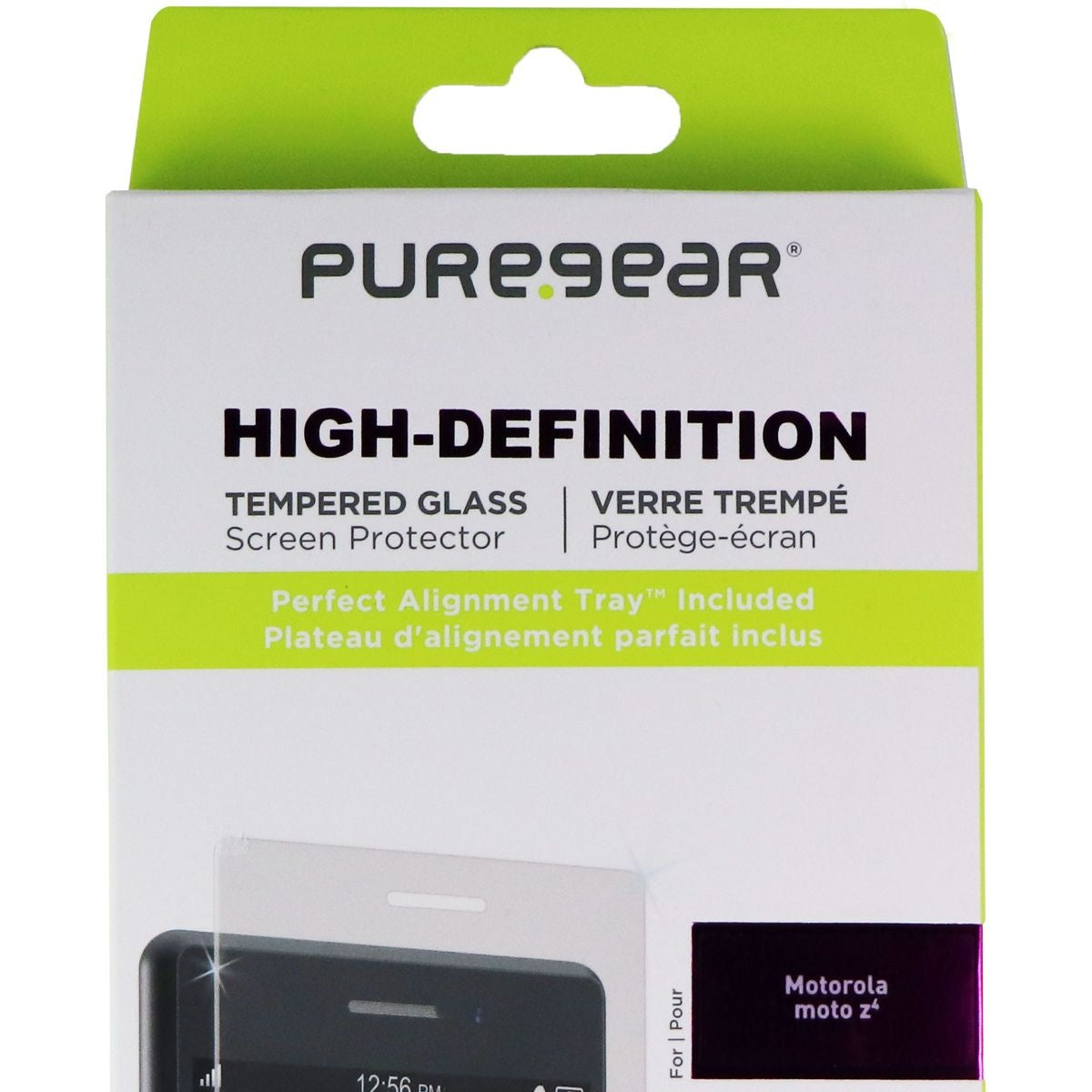 PureGear HD Tempered Glass with Alignment Tray for Motorola Moto Z4 - Clear Cell Phone - Screen Protectors PureGear    - Simple Cell Bulk Wholesale Pricing - USA Seller