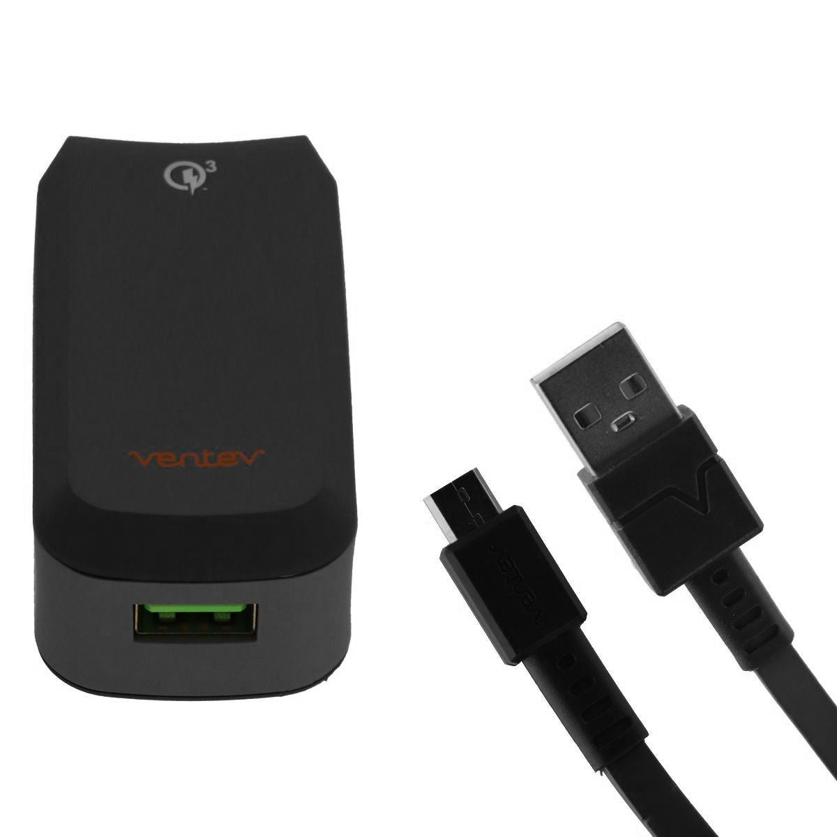 Ventev Wallport RQ1300 Qualcomm 3.0 USB Adapter and 3Ft Micro-USB Cable - Gray Cell Phone - Chargers & Cradles Ventev - Simple Cell Bulk Wholesale Pricing - USA Seller