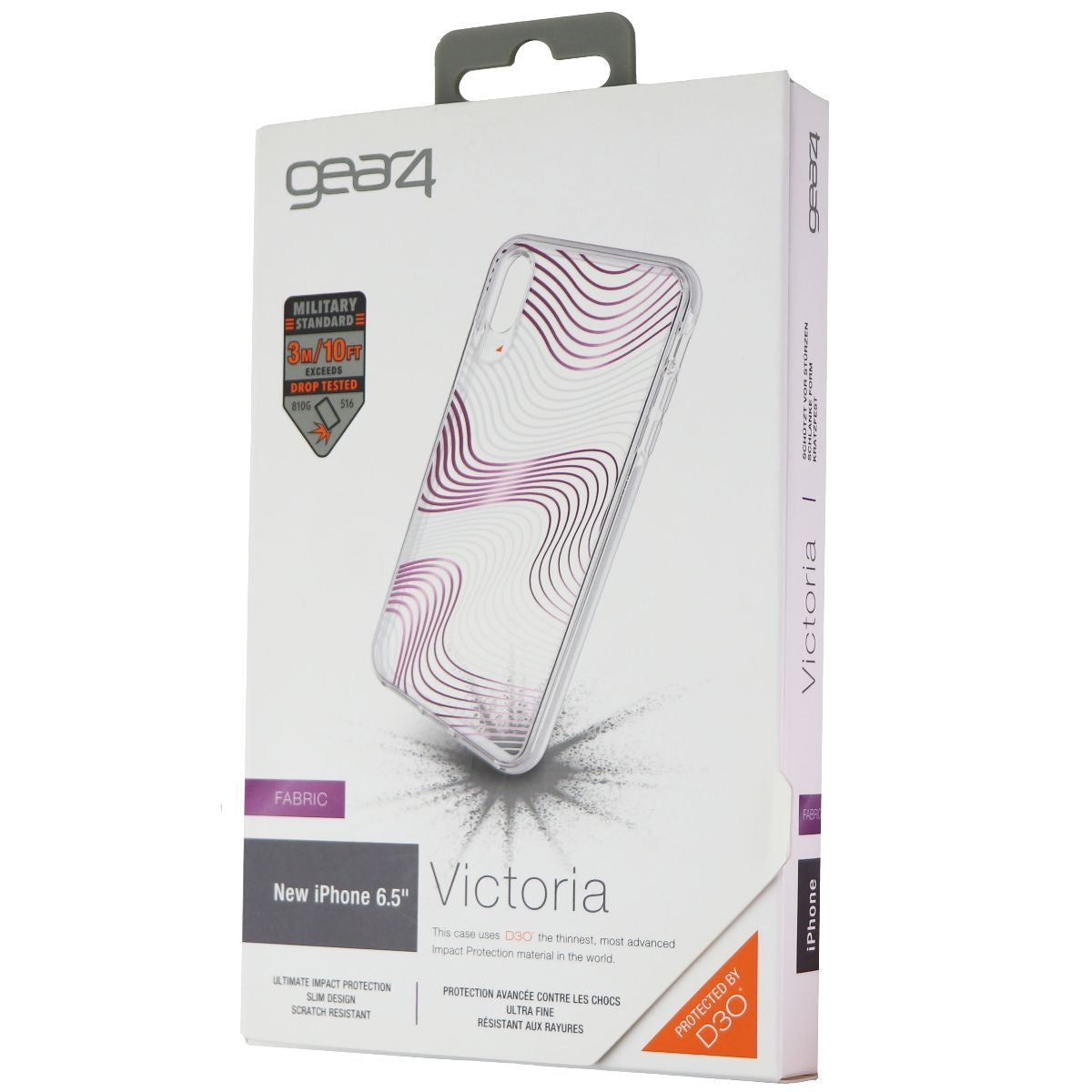 ZAGG Victoria Case for Apple iPhone Xs Max - Clear / Purple Fabric Waves Cell Phone - Cases, Covers & Skins Zagg - Simple Cell Bulk Wholesale Pricing - USA Seller