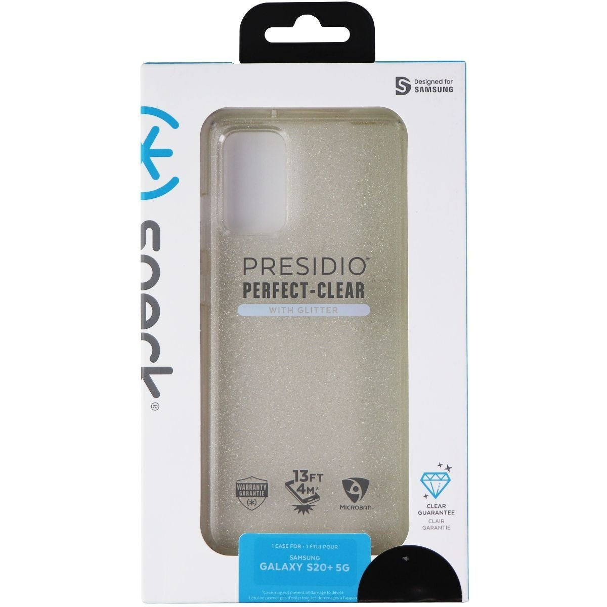 Speck Presidio Perfect-Clear Case for Galaxy (S20+) 5G - Clear/Gold Glitter Cell Phone - Cases, Covers & Skins Speck - Simple Cell Bulk Wholesale Pricing - USA Seller