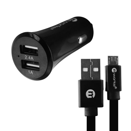 mWorks mPower 3.4 Amp Dual USB Car Charger with Micro USB Cable - Black Cell Phone - Chargers & Cradles mWorks!    - Simple Cell Bulk Wholesale Pricing - USA Seller