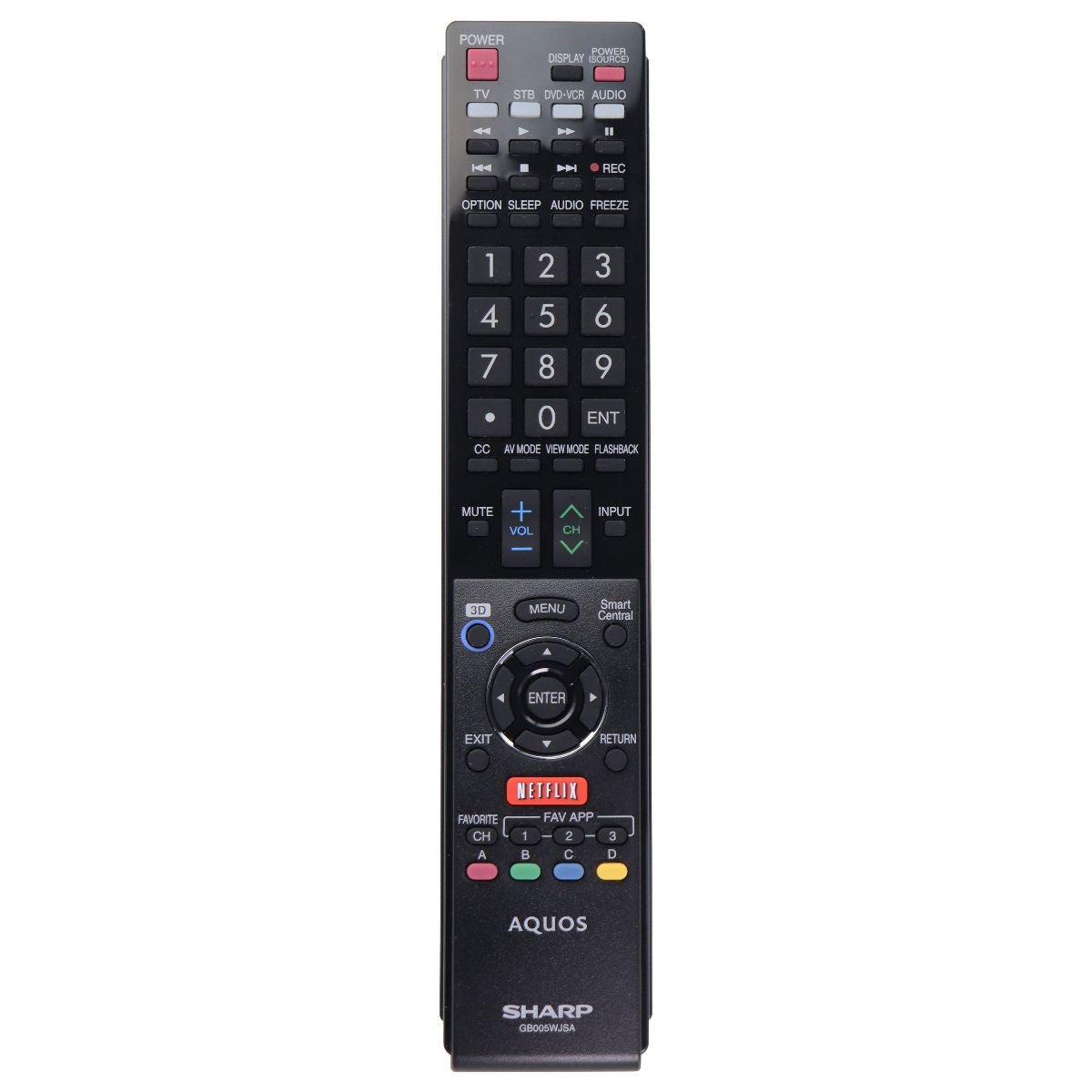 Sharp OEM TV Remote Control with Netflix Key - Black (GB005WJSA) TV, Video & Audio Accessories - Remote Controls SHARP - Simple Cell Bulk Wholesale Pricing - USA Seller