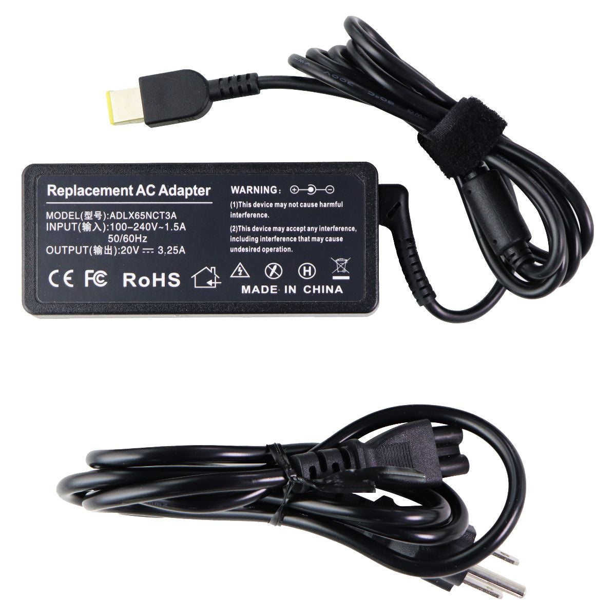 Replacement 65W A/C Adapter for Lenovo Computers (ADLX65NCT3A) - Black Computer Accessories - Laptop Power Adapters/Chargers Lenovo - Simple Cell Bulk Wholesale Pricing - USA Seller
