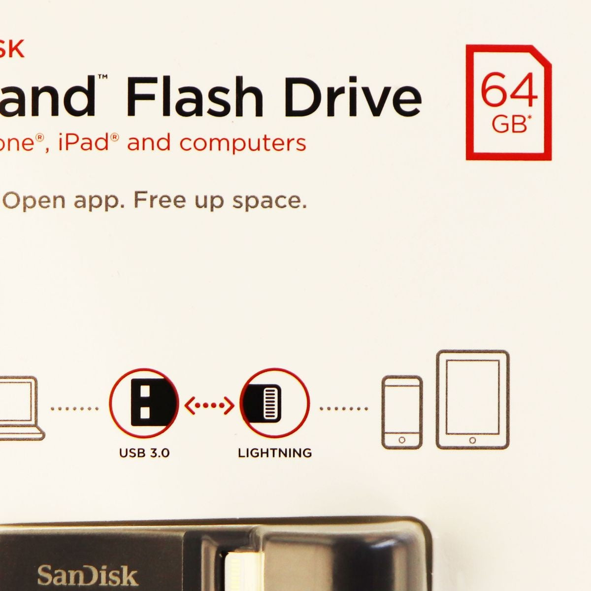 Sandisk iXpand 64GB USB 3.0 MFi Flash Drive Memory for iPhones & iPads Cell Phone - Memory Cards SanDisk - Simple Cell Bulk Wholesale Pricing - USA Seller