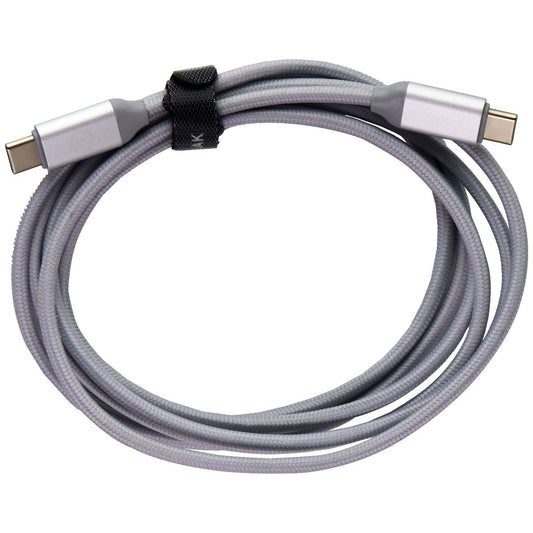 PowerPeak Fast Charge Braided 5-Foot USB-C to USB-C Charge / Sync Cable - Silver Cell Phone - Cables & Adapters PowerPeak - Simple Cell Bulk Wholesale Pricing - USA Seller