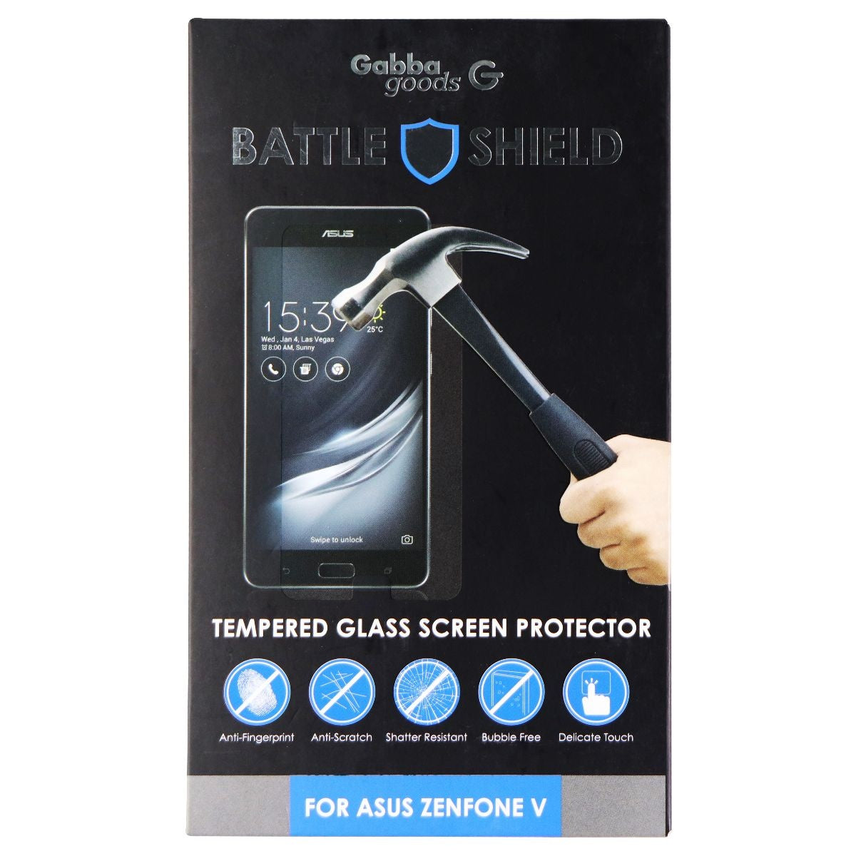 Gabba Goods Battle Shield Tempered Glass Screen Protector for ASUS Zenfone V Cell Phone - Screen Protectors GabbaGoods - Simple Cell Bulk Wholesale Pricing - USA Seller
