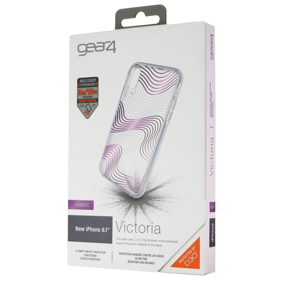 ZAGG Victoria Case for Apple iPhone XR - Clear / Purple Fabric Waves Cell Phone - Cases, Covers & Skins Zagg - Simple Cell Bulk Wholesale Pricing - USA Seller