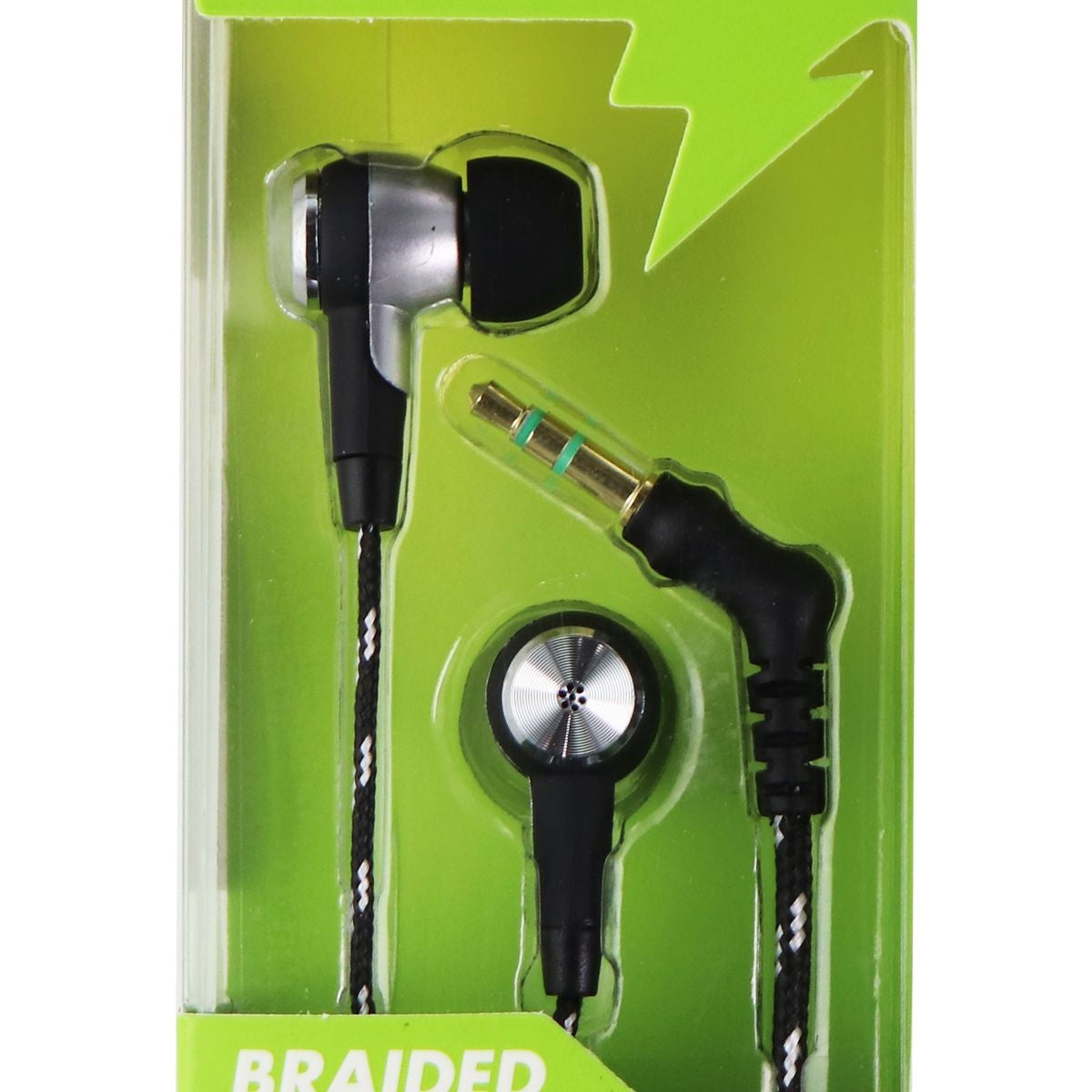 Hottips Sound & Style 4ft. Stereo Earbuds with Nylon Braided Cord - Black Portable Audio - Headphones Hottips - Simple Cell Bulk Wholesale Pricing - USA Seller