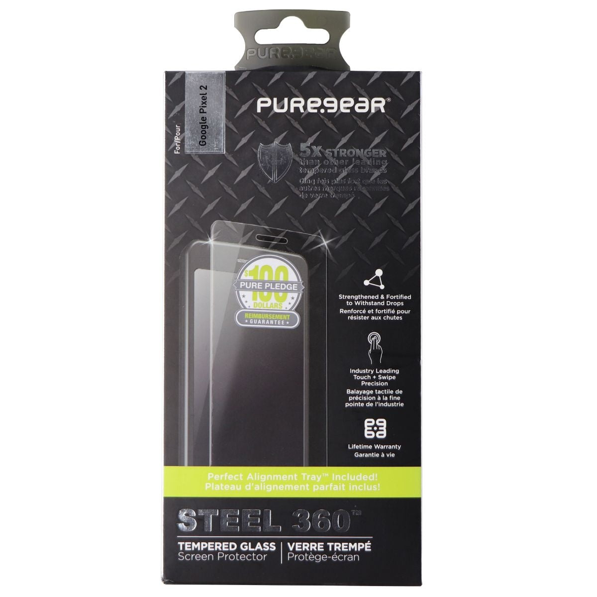 PureGear Steel 360 Tempered Glass Screen Protector for Google Pixel 2 - Clear Cell Phone - Screen Protectors PureGear    - Simple Cell Bulk Wholesale Pricing - USA Seller