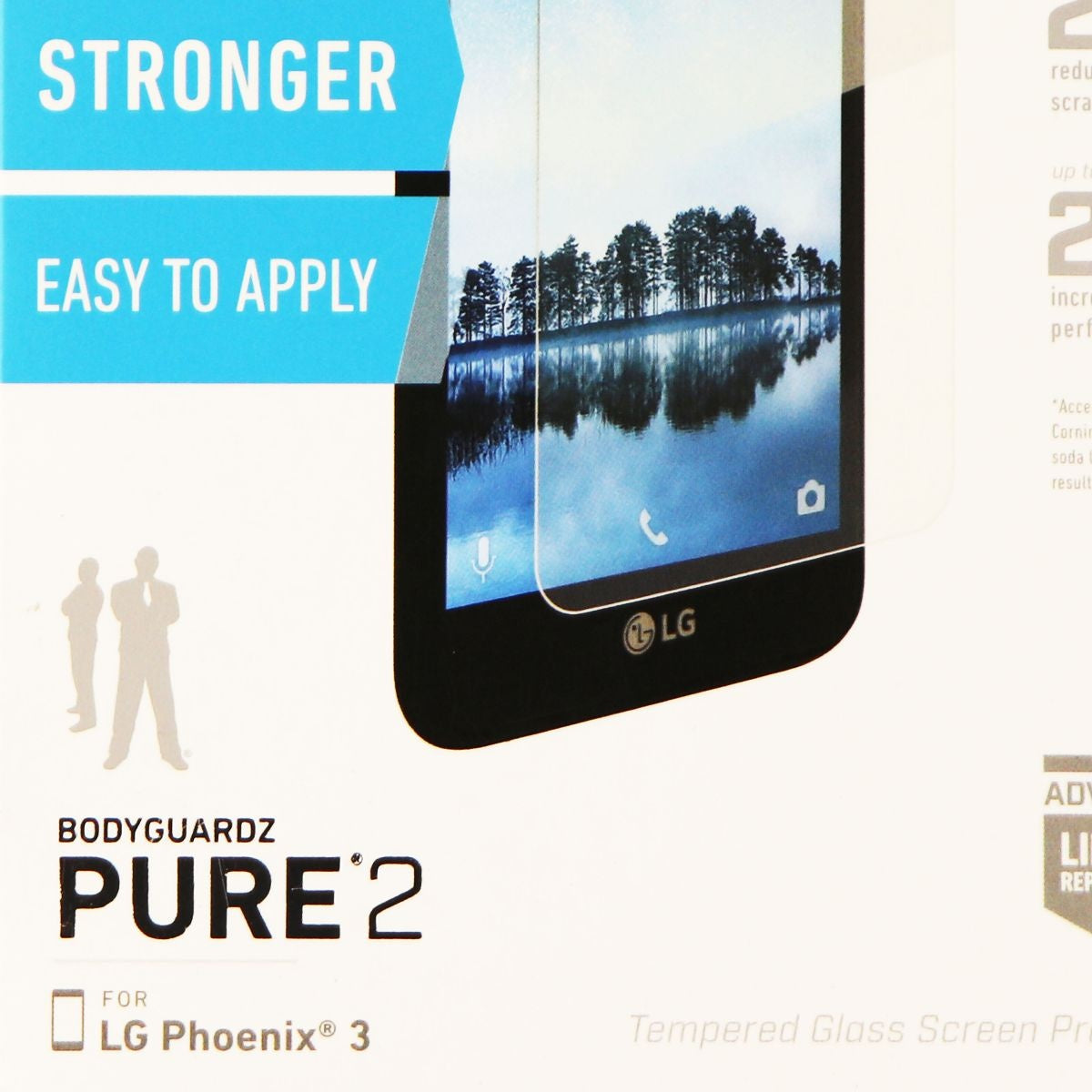 BodyGuardz Pure 2 Series Tempered Glass Screen for LG Phoenix 3 - Clear Cell Phone - Screen Protectors BODYGUARDZ - Simple Cell Bulk Wholesale Pricing - USA Seller
