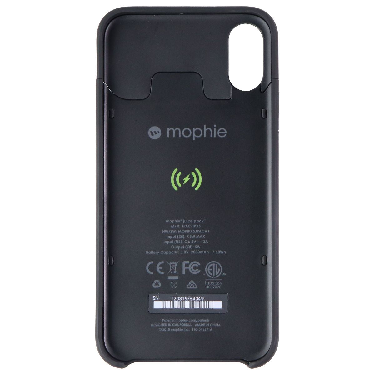 Mophie Juice Pack Access 2000mAh Battery Case for iPhone Xs & X - Matte Black Cell Phone - Cases, Covers & Skins Mophie - Simple Cell Bulk Wholesale Pricing - USA Seller