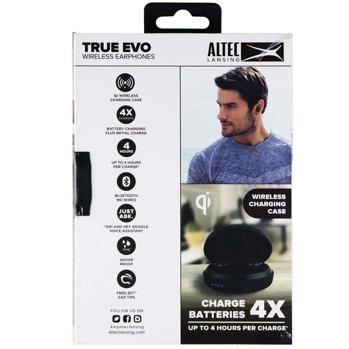 Altec Lansing MZX658 True Evo Waterproof Bluetooth Earphones with Case - Black Portable Audio - Headphones Altec Lansing - Simple Cell Bulk Wholesale Pricing - USA Seller