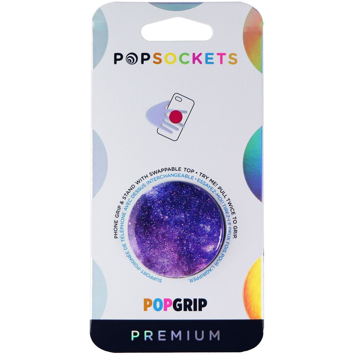 PopSockets PopGrip with Swappable Top for Phones & Tablets - Glitter Nebula Cell Phone - Mounts & Holders PopSockets    - Simple Cell Bulk Wholesale Pricing - USA Seller