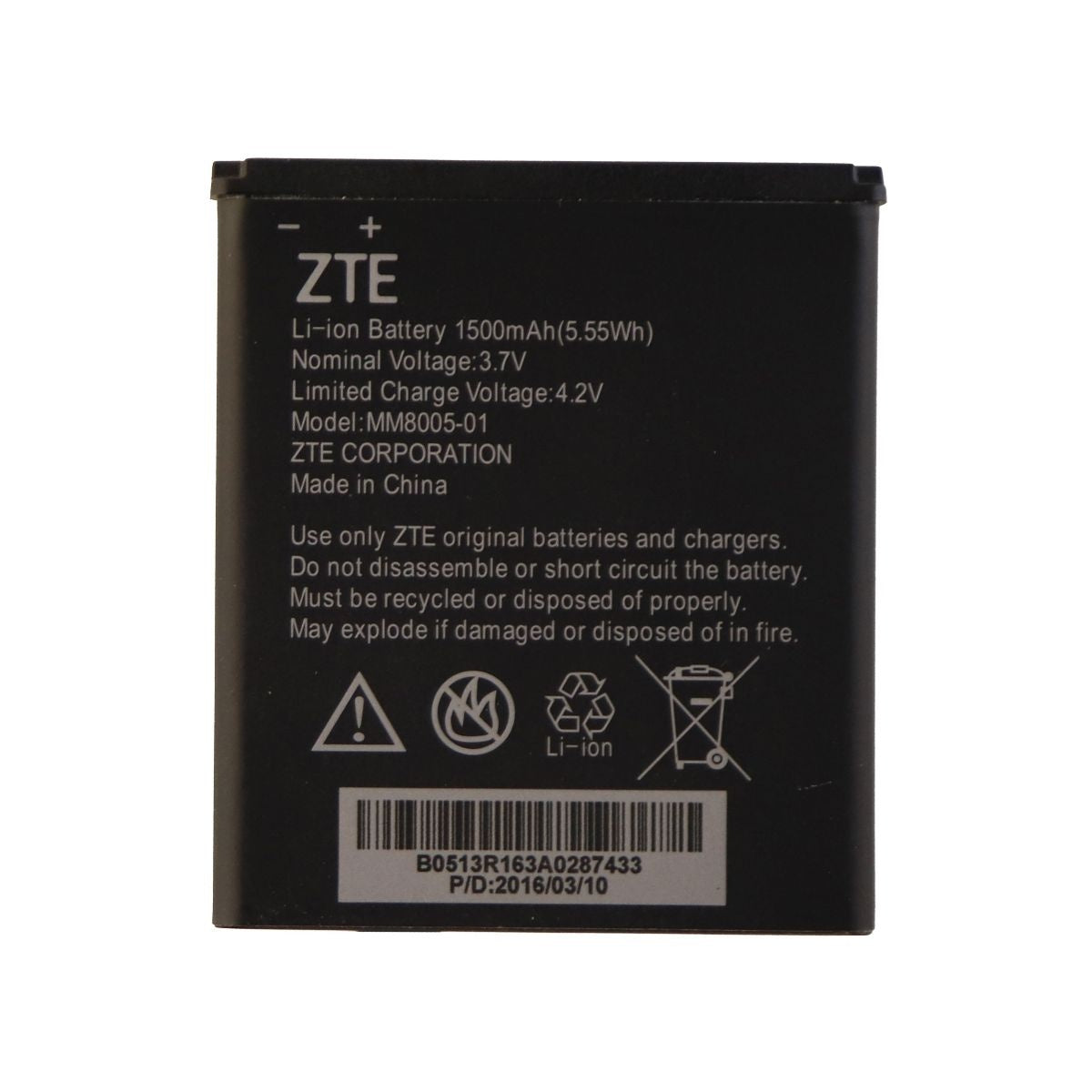 ZTE Li-ion Rechargeable 1,500mAh Battery (MM8005-01) 3.7V For Quest Uhura N817 Cell Phone - Batteries ZTE - Simple Cell Bulk Wholesale Pricing - USA Seller