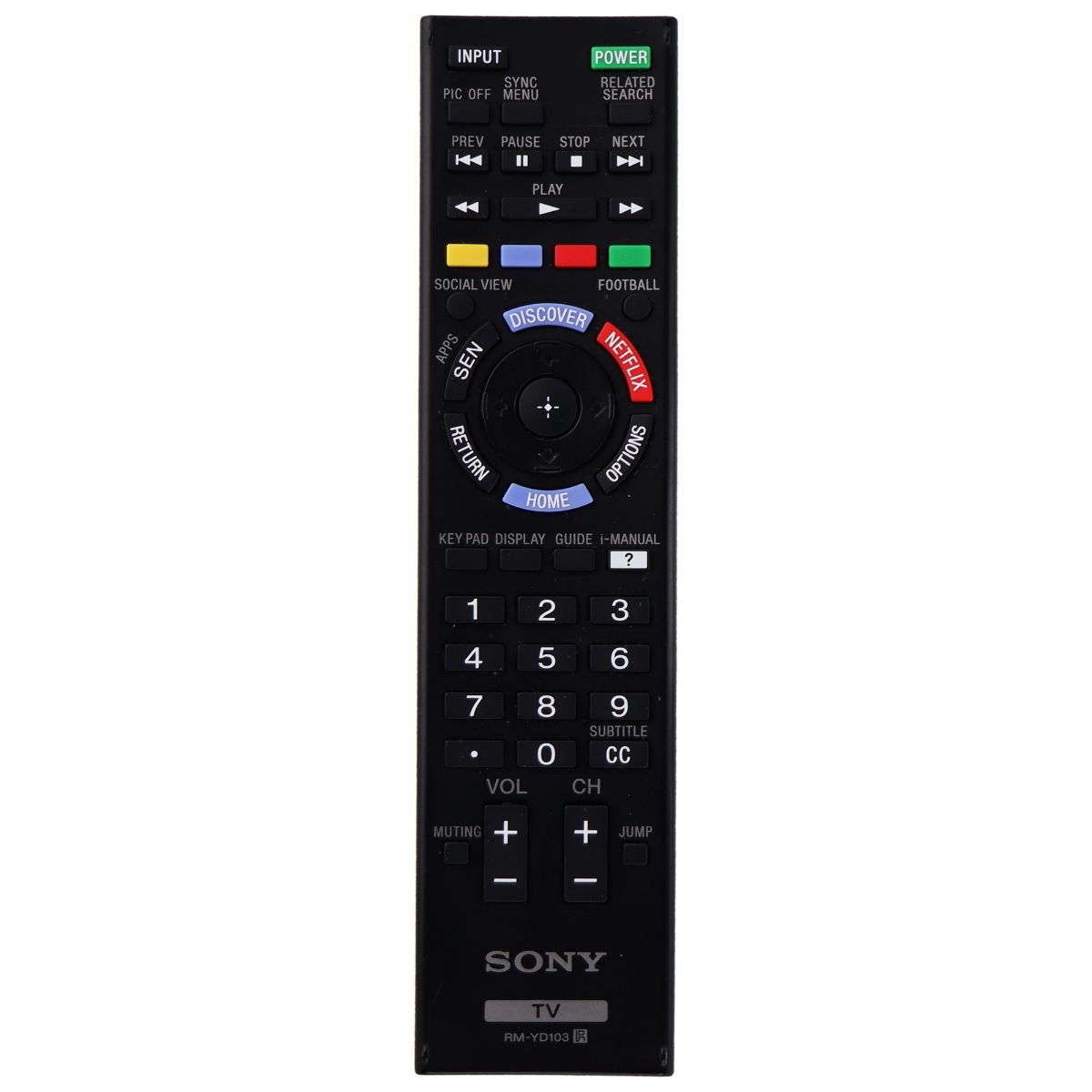 Sony Remote Control (RM-YD103) for Select Sony TVs - Black TV, Video & Audio Accessories - Remote Controls Sony - Simple Cell Bulk Wholesale Pricing - USA Seller