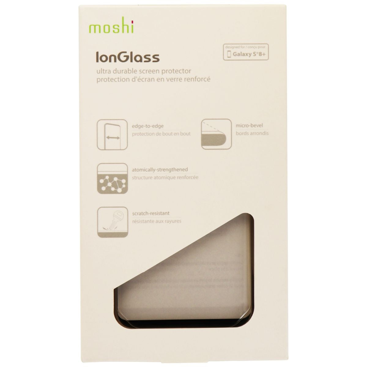 Moshi IonGlass Durable Screen Protector for Galaxy S8+ (Plus) - Clear/Black Trim Cell Phone - Screen Protectors Moshi    - Simple Cell Bulk Wholesale Pricing - USA Seller