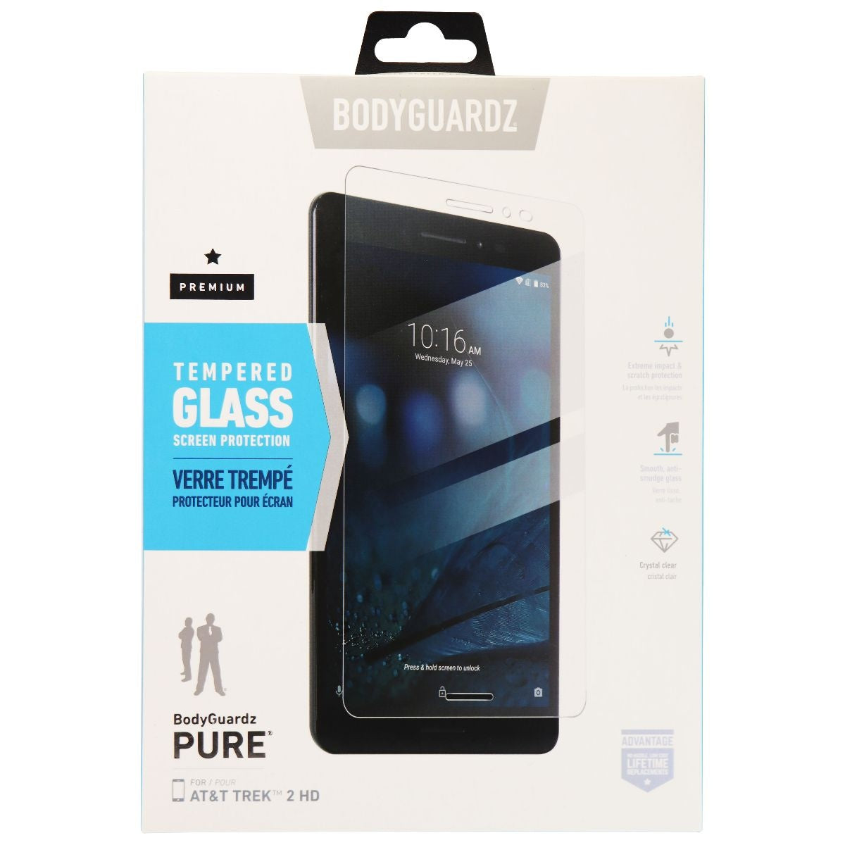 BodyGuardz Pure Series Premium Tempered Glass for AT&T Trek 2 HD - Clear iPad/Tablet Accessories - Screen Protectors BODYGUARDZ - Simple Cell Bulk Wholesale Pricing - USA Seller