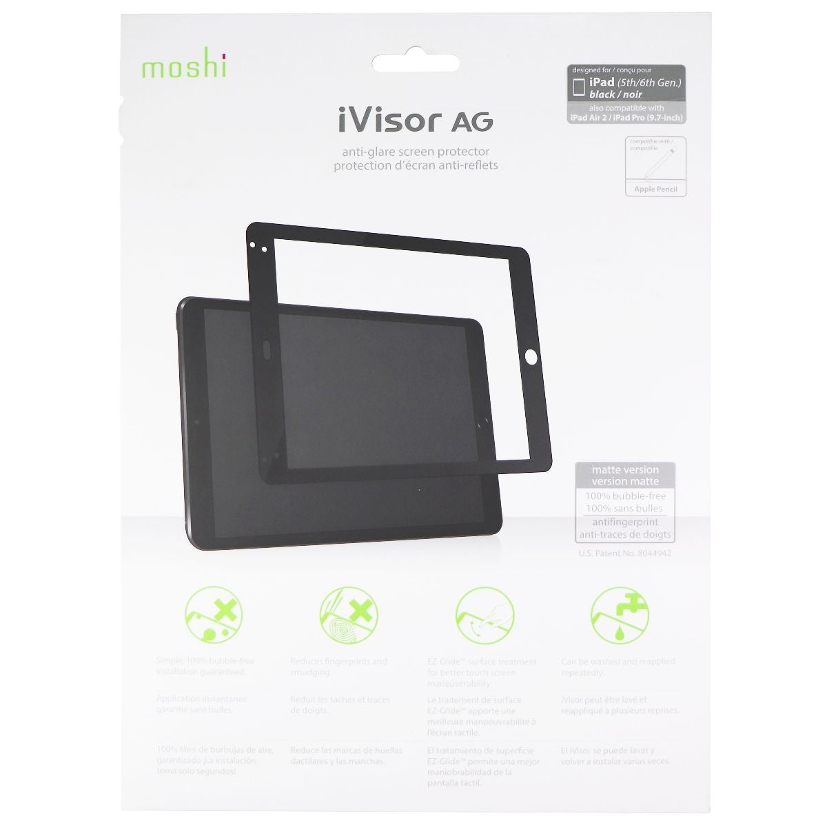 Moshi ivisor Ag Screen Protector for Apple iPad (5th/6th Gen) / Air 2 / Pro 9.7 iPad/Tablet Accessories - Screen Protectors Moshi - Simple Cell Bulk Wholesale Pricing - USA Seller