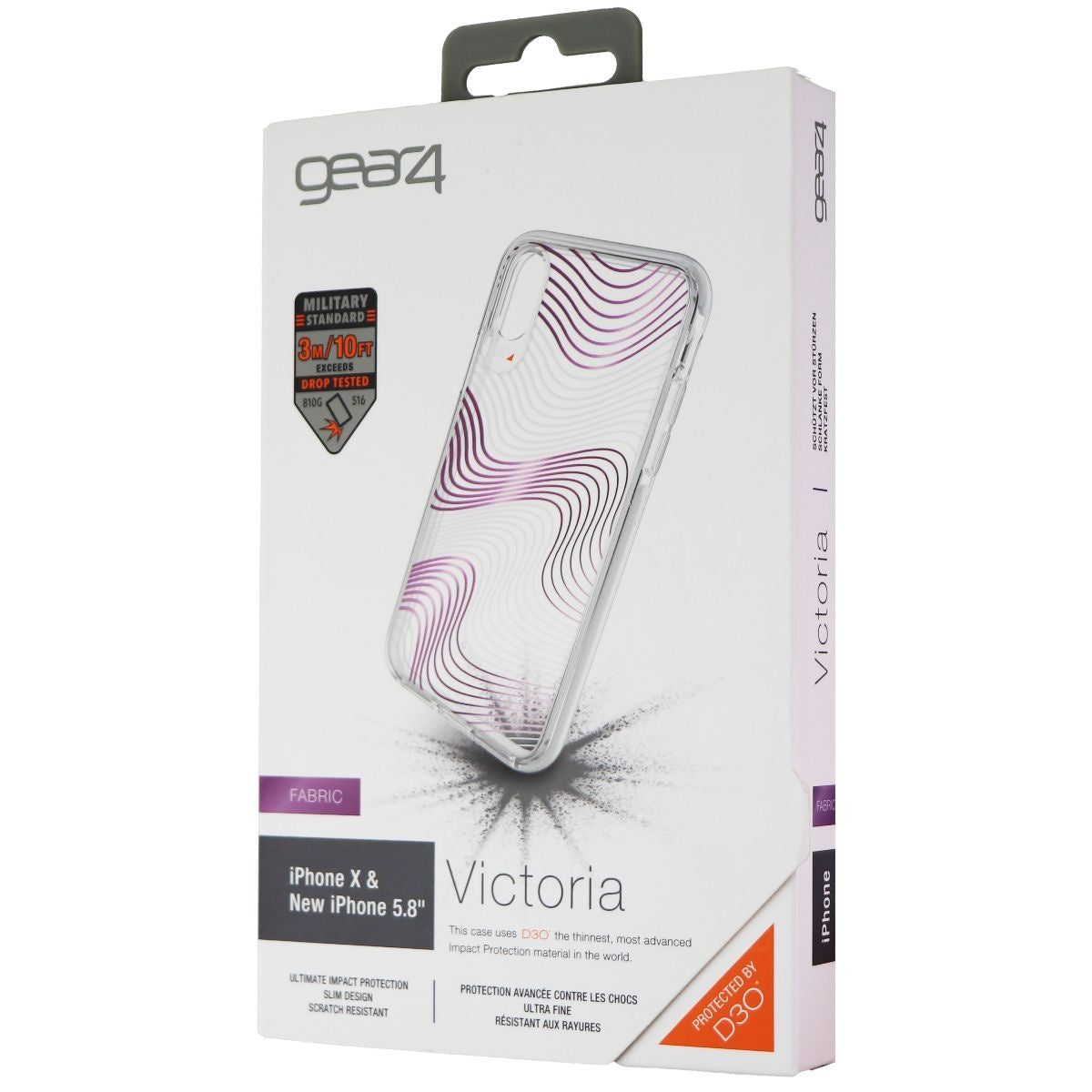 ZAGG Victoria Hybrid Case for Apple iPhone Xs/X - Clear / Purple Fabric Waves Cell Phone - Cases, Covers & Skins Zagg    - Simple Cell Bulk Wholesale Pricing - USA Seller