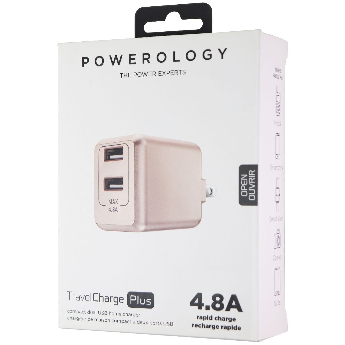 Powerology TravelCharge Plus Dual USB 4.8A Wall Charger - Rose Gold Cell Phone - Chargers & Cradles Powerology - Simple Cell Bulk Wholesale Pricing - USA Seller