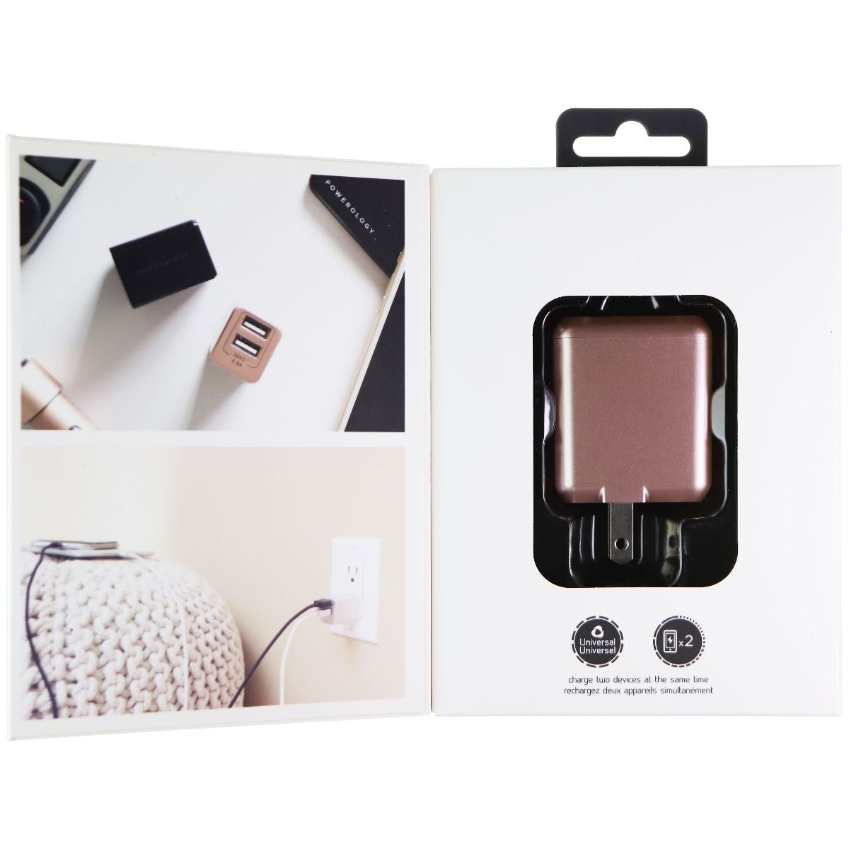 Powerology TravelCharge Plus Dual USB 4.8A Wall Charger - Rose Gold Cell Phone - Chargers & Cradles Powerology - Simple Cell Bulk Wholesale Pricing - USA Seller