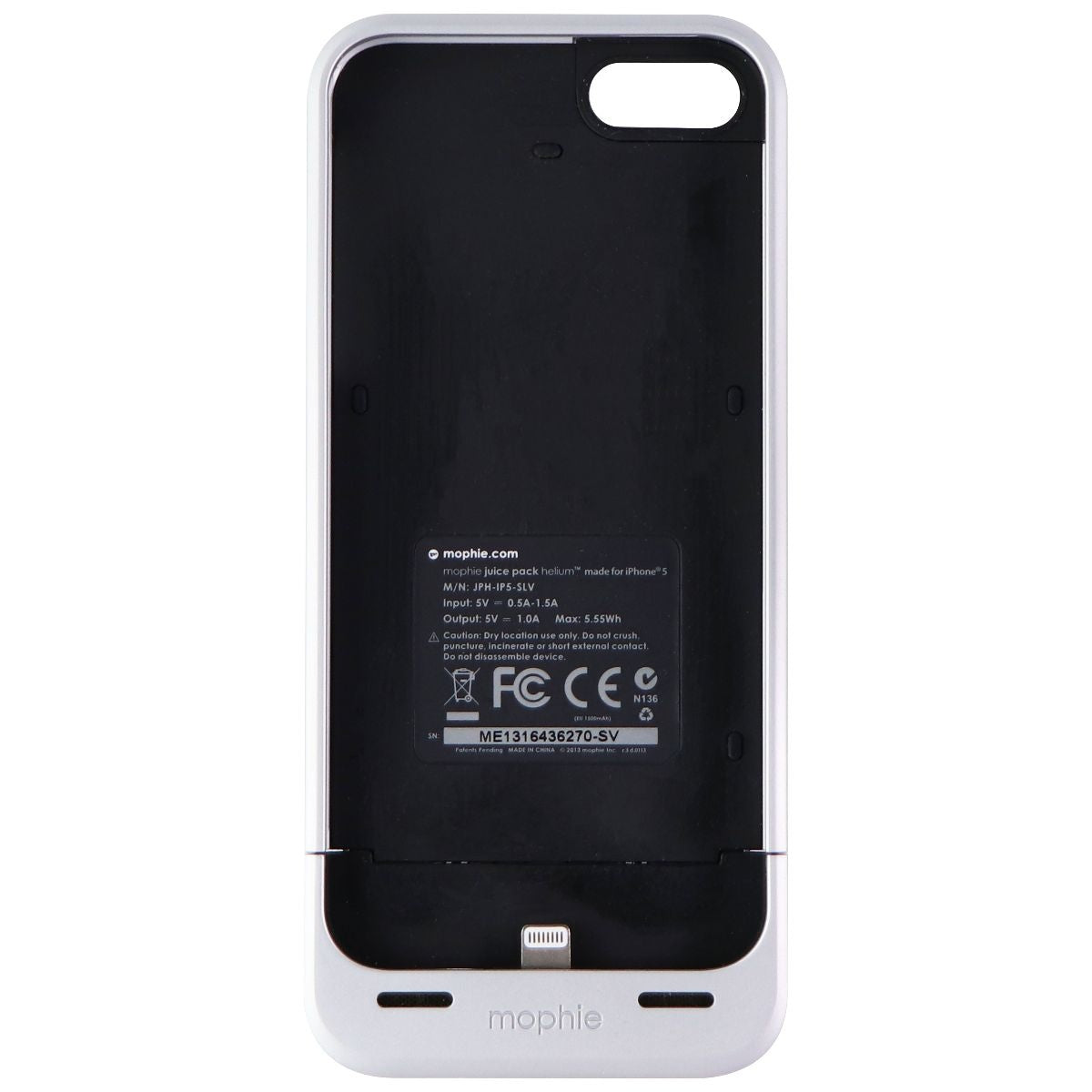 Mophie Juice Pack Helium 1500mAh Battery Case for iPhone SE (1st) 5s/5 - Silver Cell Phone - Cases, Covers & Skins Mophie - Simple Cell Bulk Wholesale Pricing - USA Seller